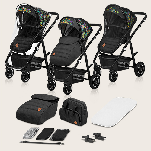 lionelo Amber 3 w 1 Black Silver — Wózek wielofunkcyjny
